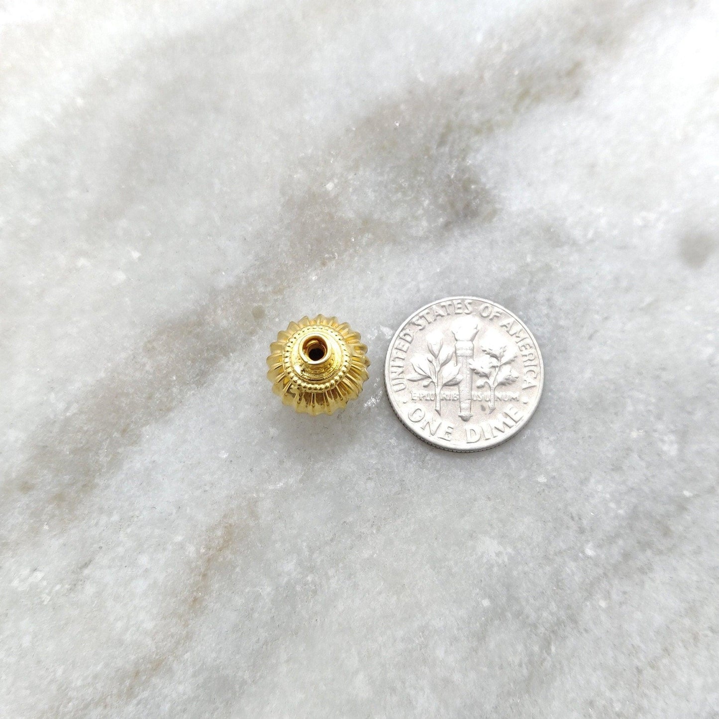 18 Carat Gold Fluted Round Spacer Beads 13x11mm