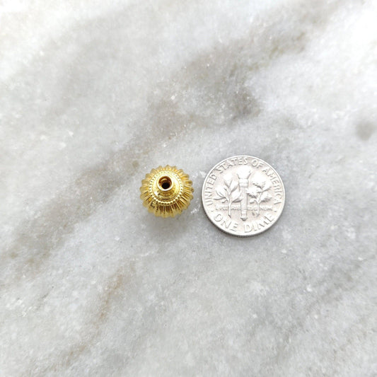 18 Carat Gold Fluted Round Spacer Beads 13x11mm - view 3