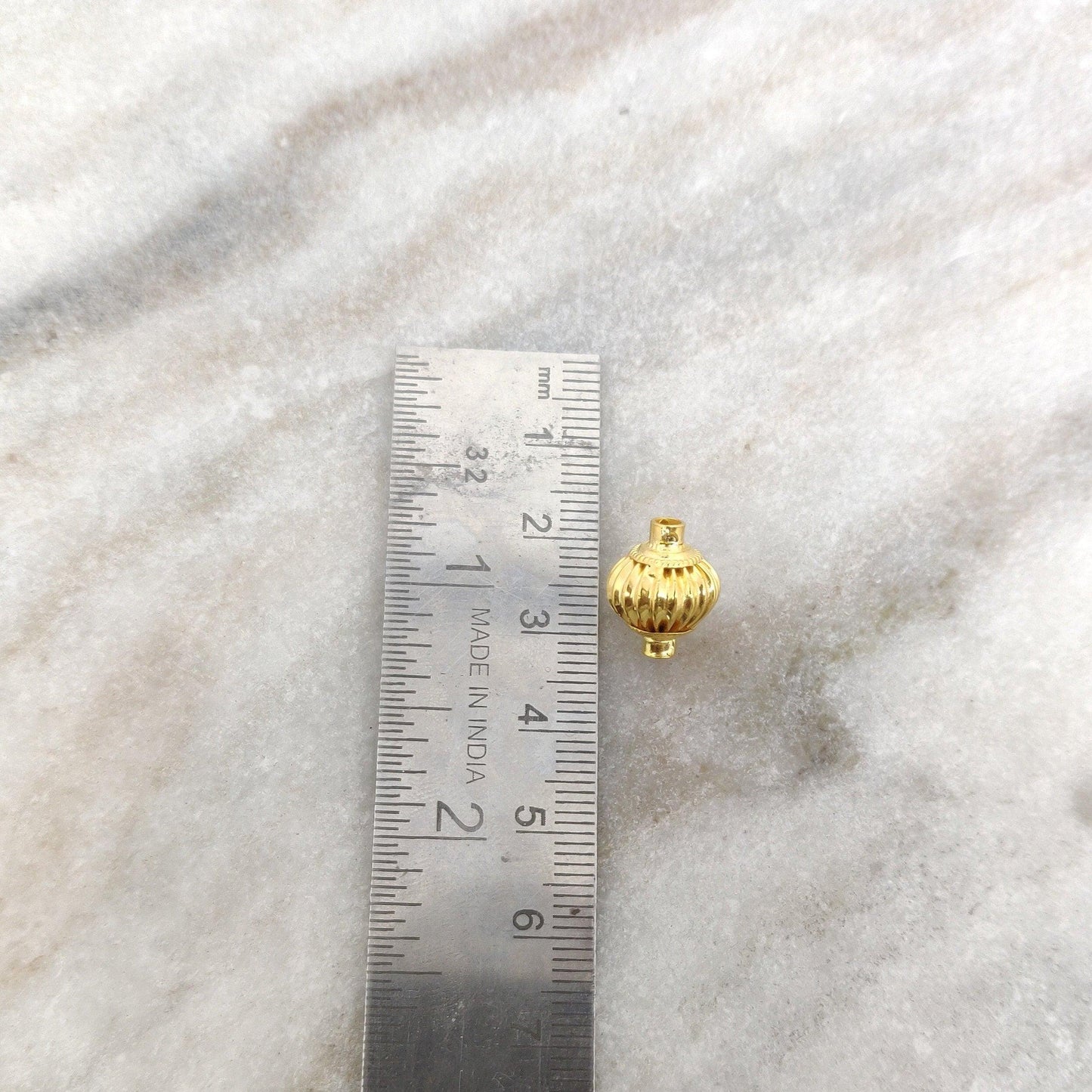 18 Carat Gold Fluted Round Spacer Beads 13x11mm