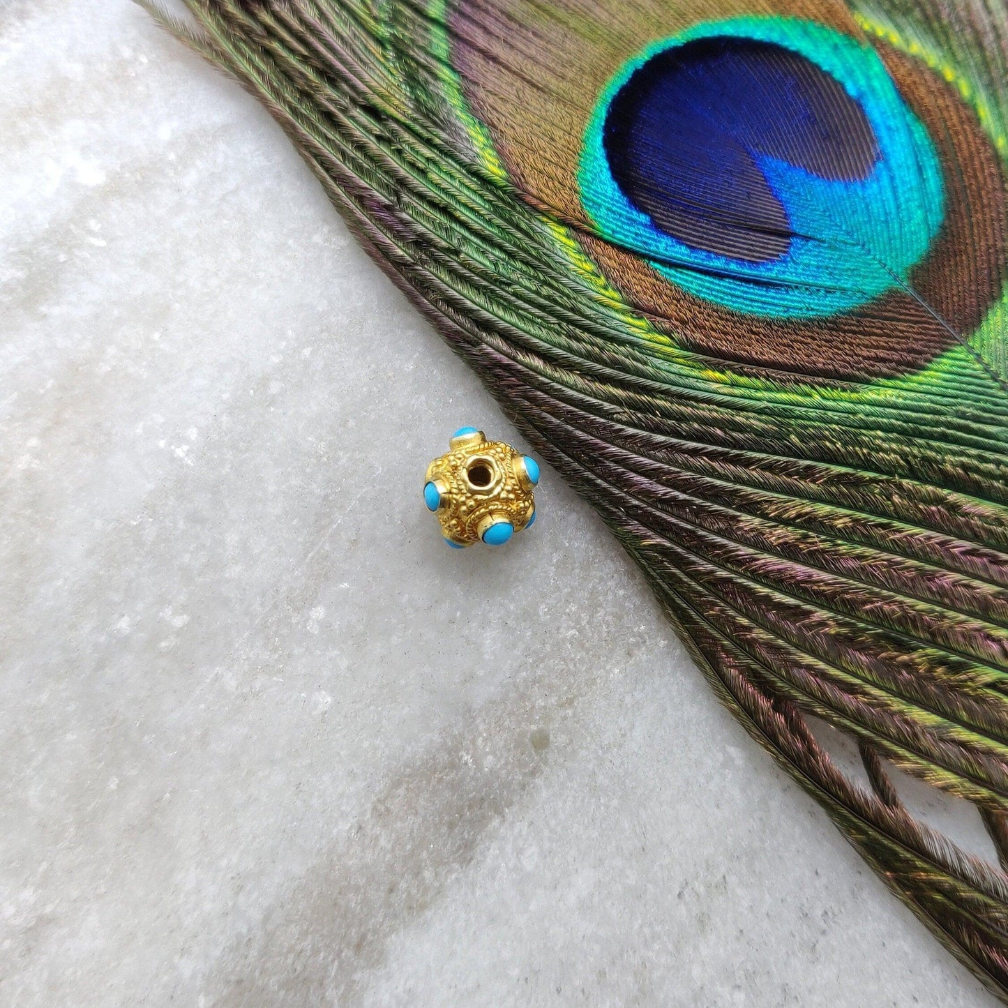 18 Carat Gold Turquoise Ball Spacer Beads 8mm