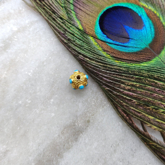 18 Carat Gold Turquoise Ball Spacer Beads 8mm