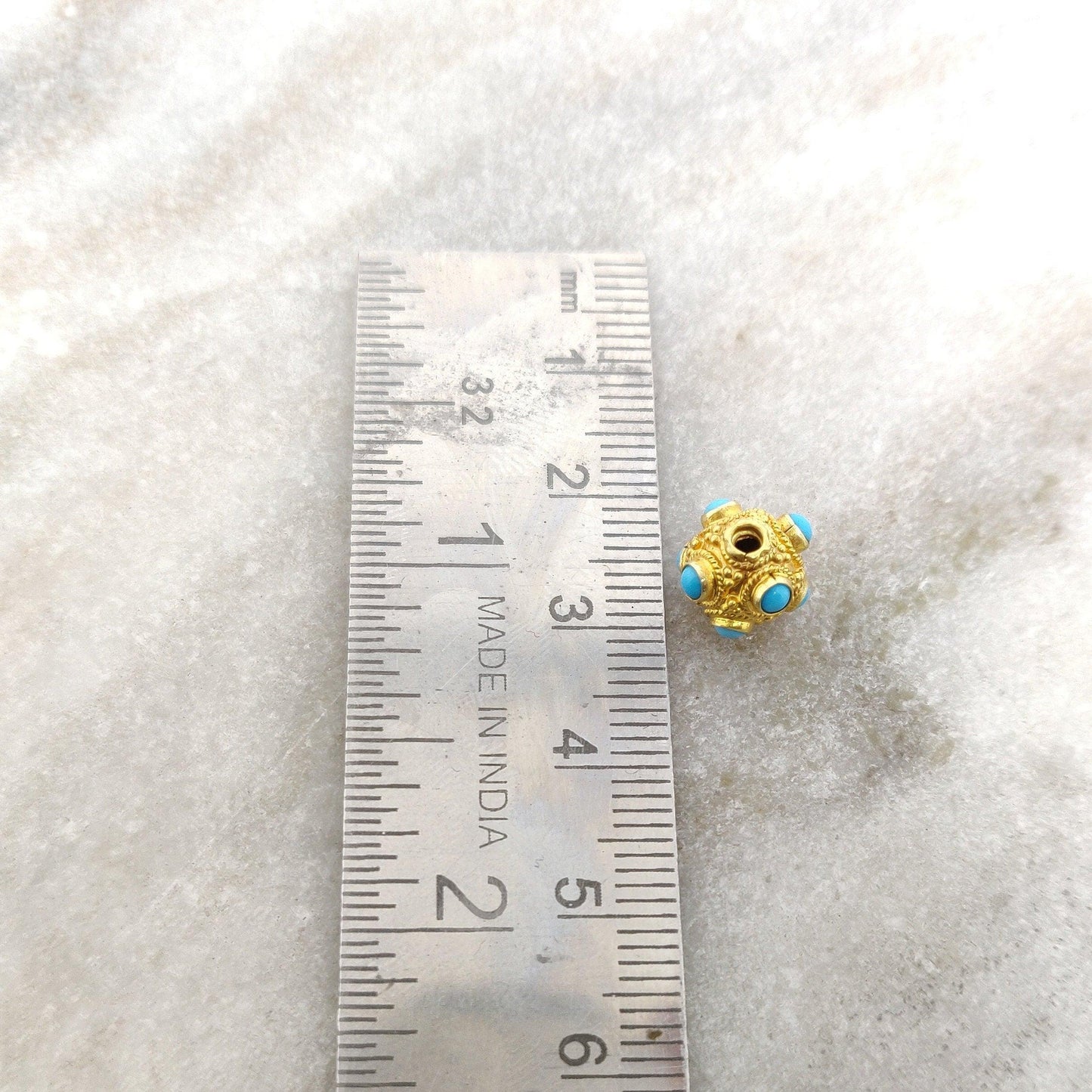 18 Carat Gold Turquoise Ball Spacer Beads 8mm