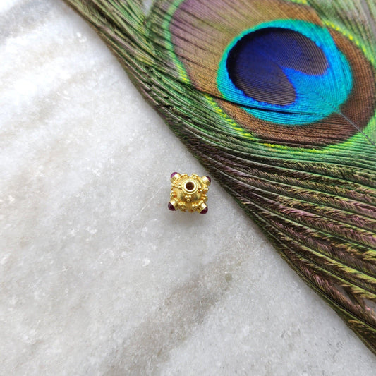 18 Carat Gold Ruby Round Spacer Beads 7.5mm