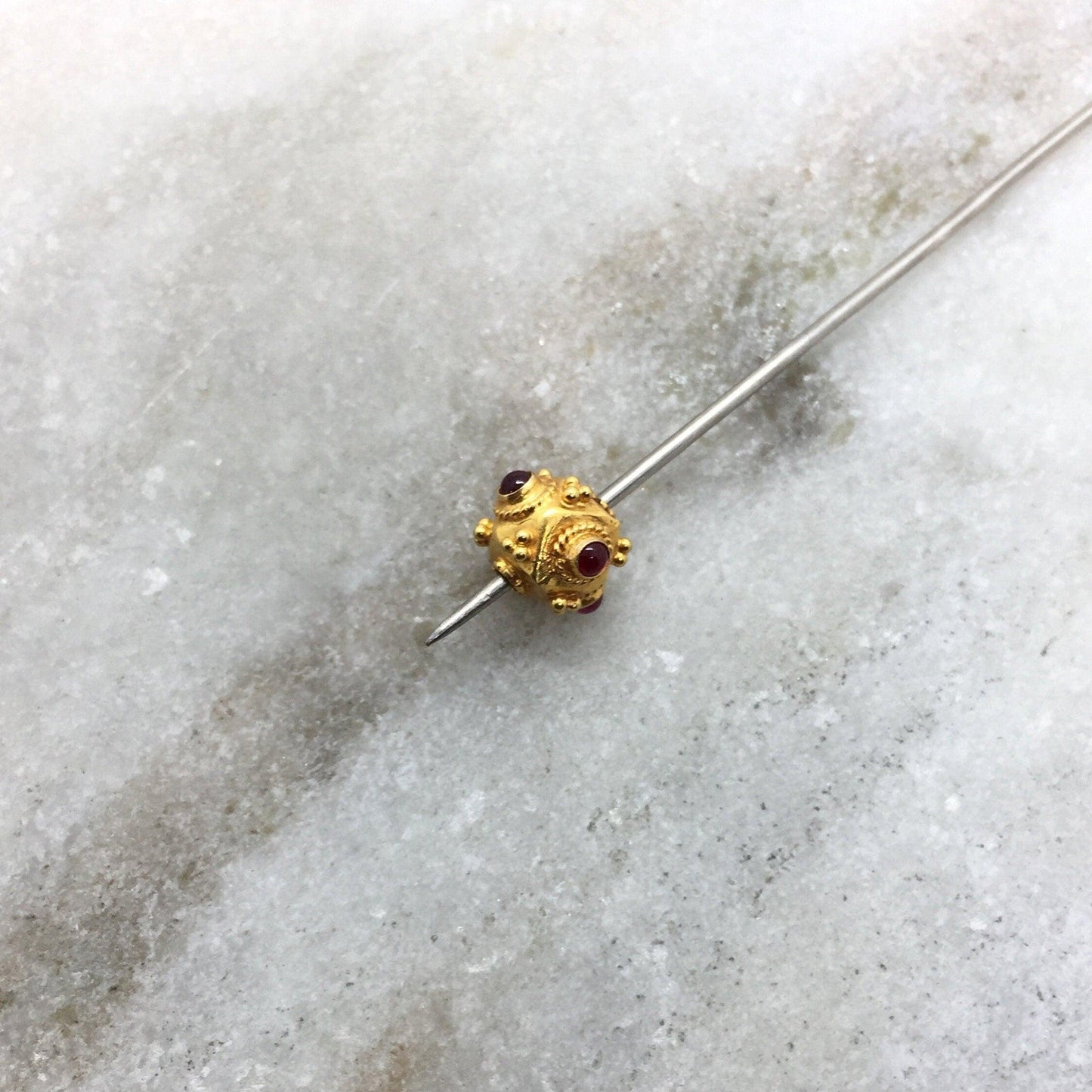 18 Carat Gold Ruby Cube Spacer Beads 7mm