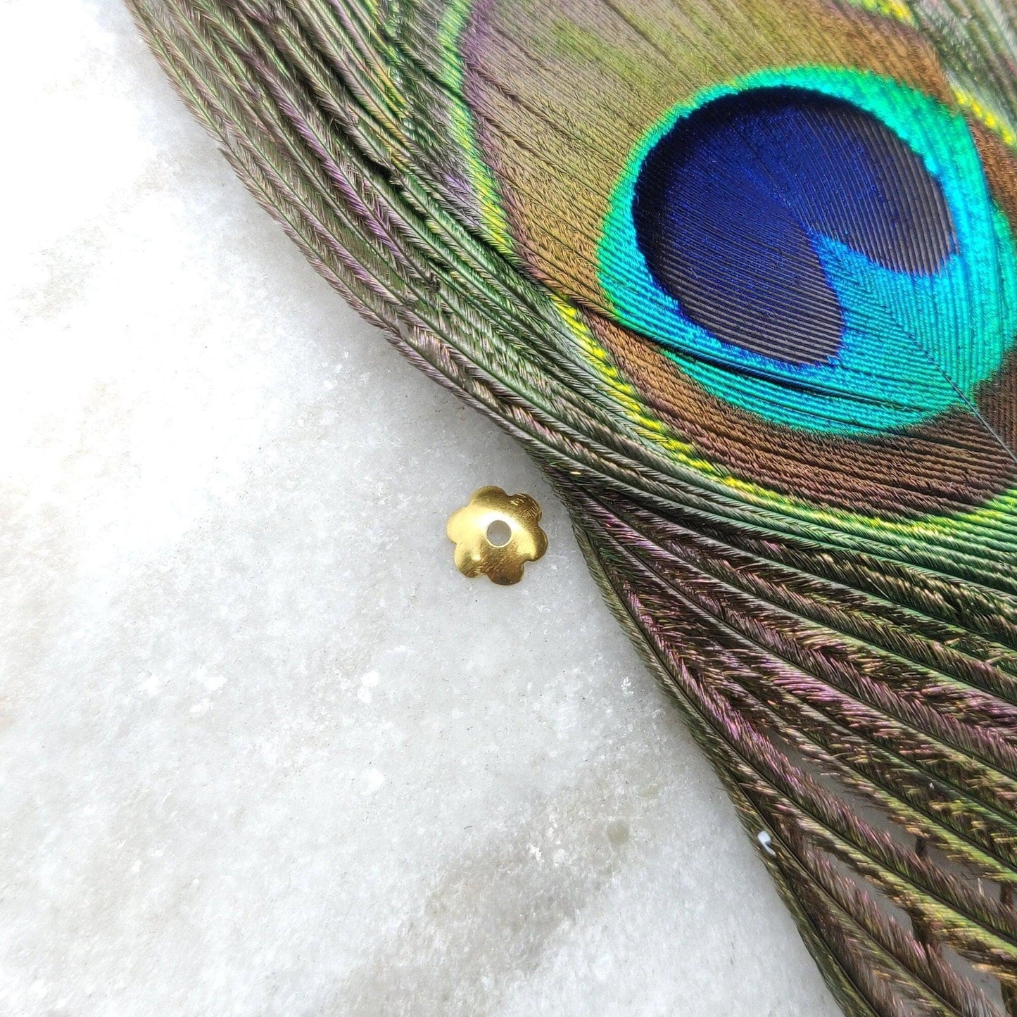 18K Gold Flower Bead Cap Jewelry Making Craft 7mm