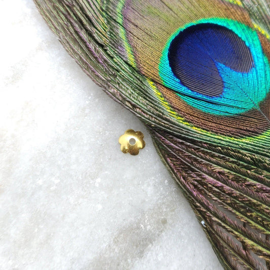 18K Gold Flower Bead Cap Jewelry Making Craft 7mm