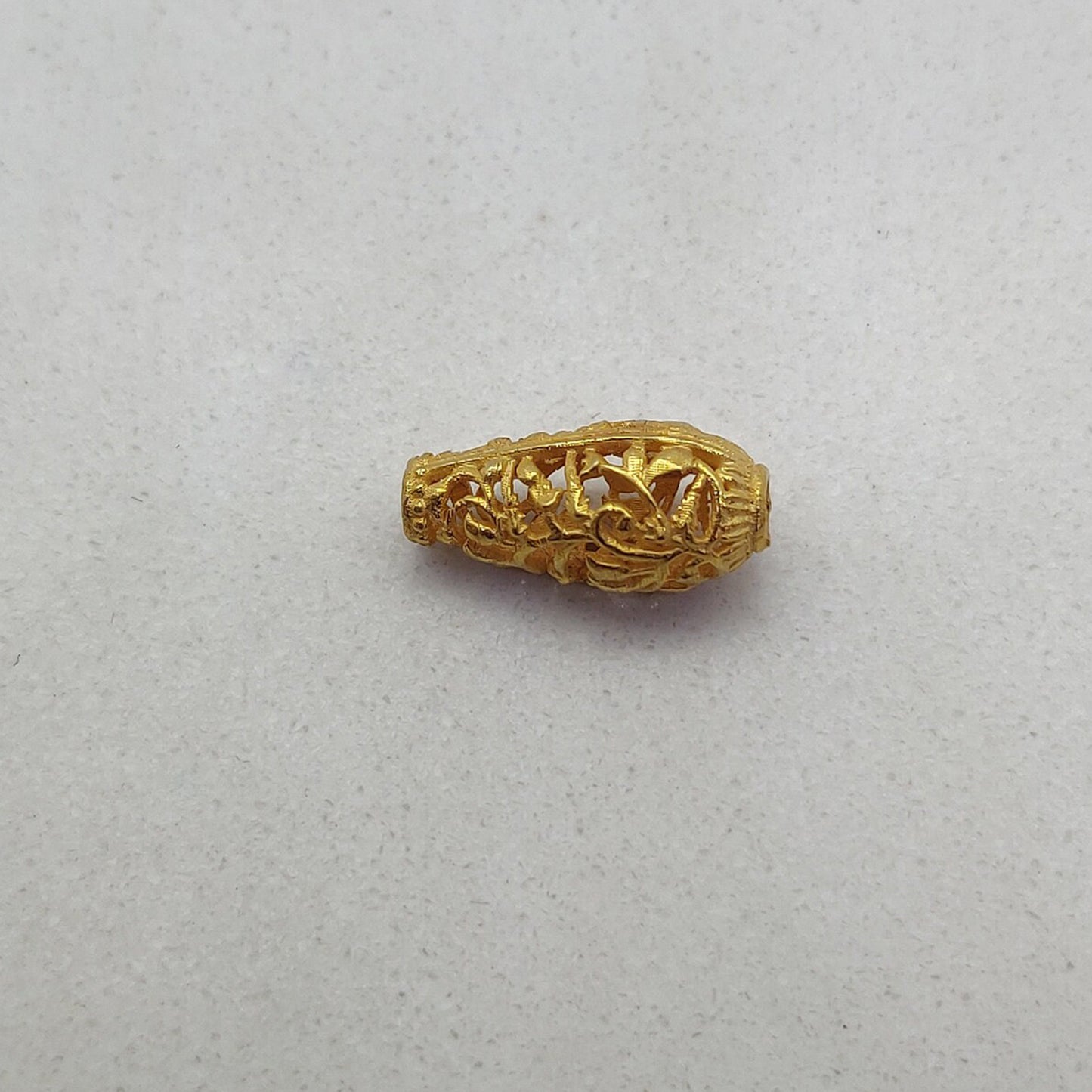 18K Solid Gold Flower Lantern Spacer Bead
