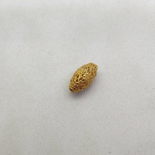 18KT Solid Yellow Gold Vintage Oval Gold Spacer Bead 14mm for Antique Style Jewelry