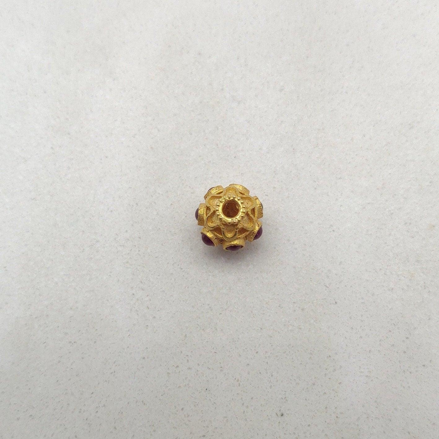 18 Karat Gold Studded Stone Rondelle Beads 8mm Findings