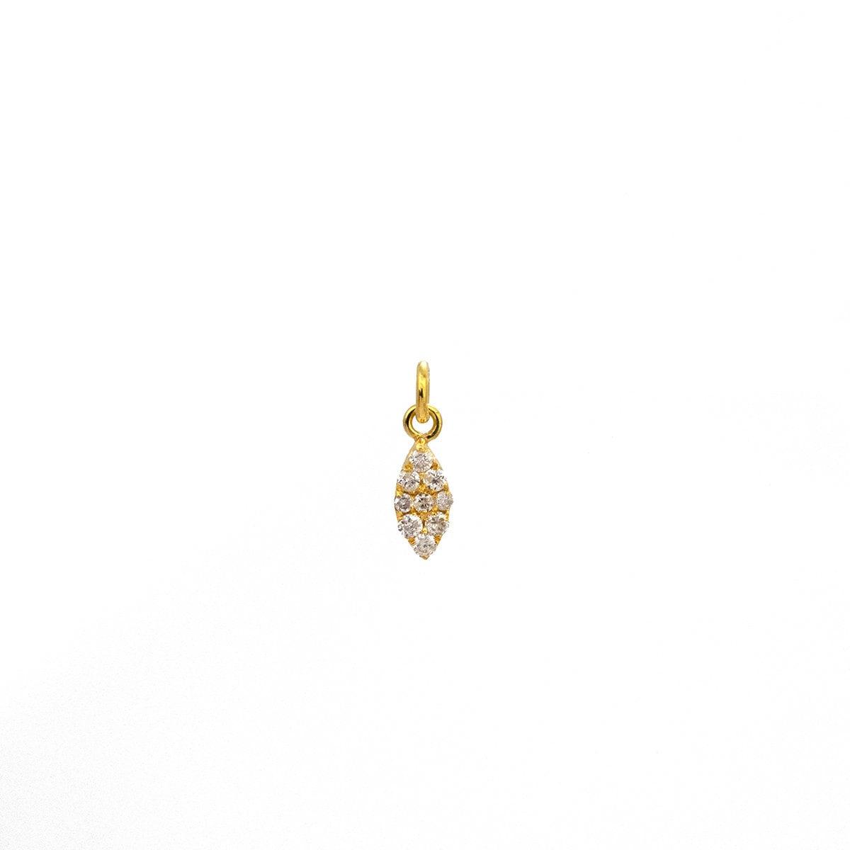 14K Yellow Gold White Diamond Charm Pendant - SAR Gems