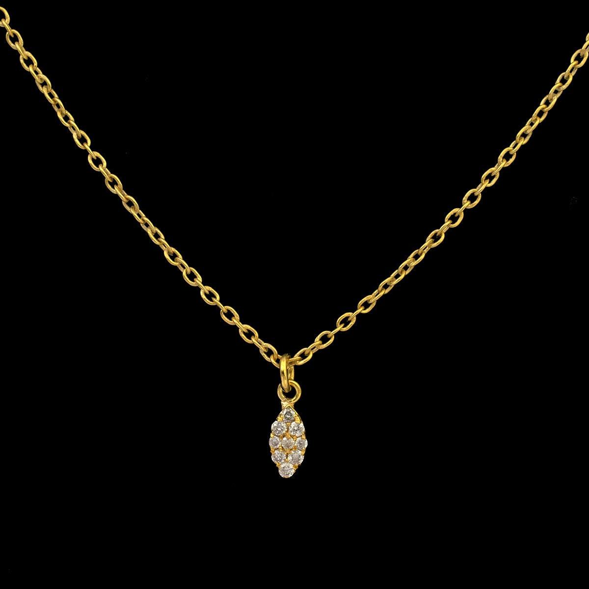 14K Yellow Gold White Diamond Charm Pendant - SAR Gems
