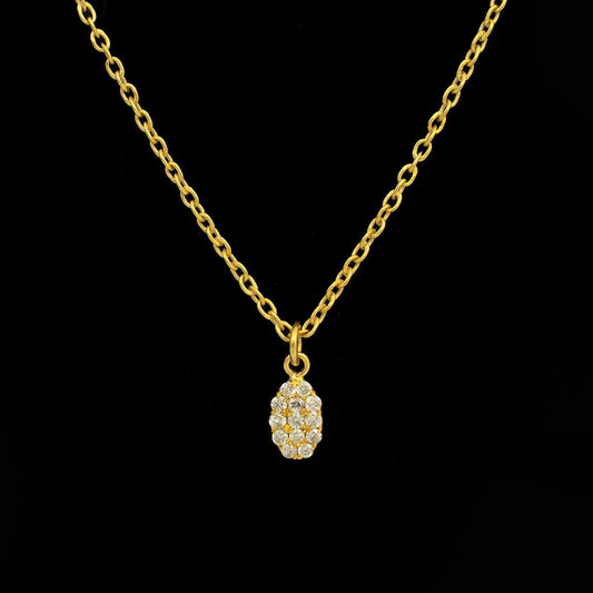 Oval 14k Gold Micro White Diamond Charm Pendant - SAR Gems