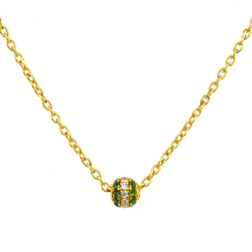 14k Solid Yellow Gold Pave Diamond & Tsavorite Spacer Beads 4 mm