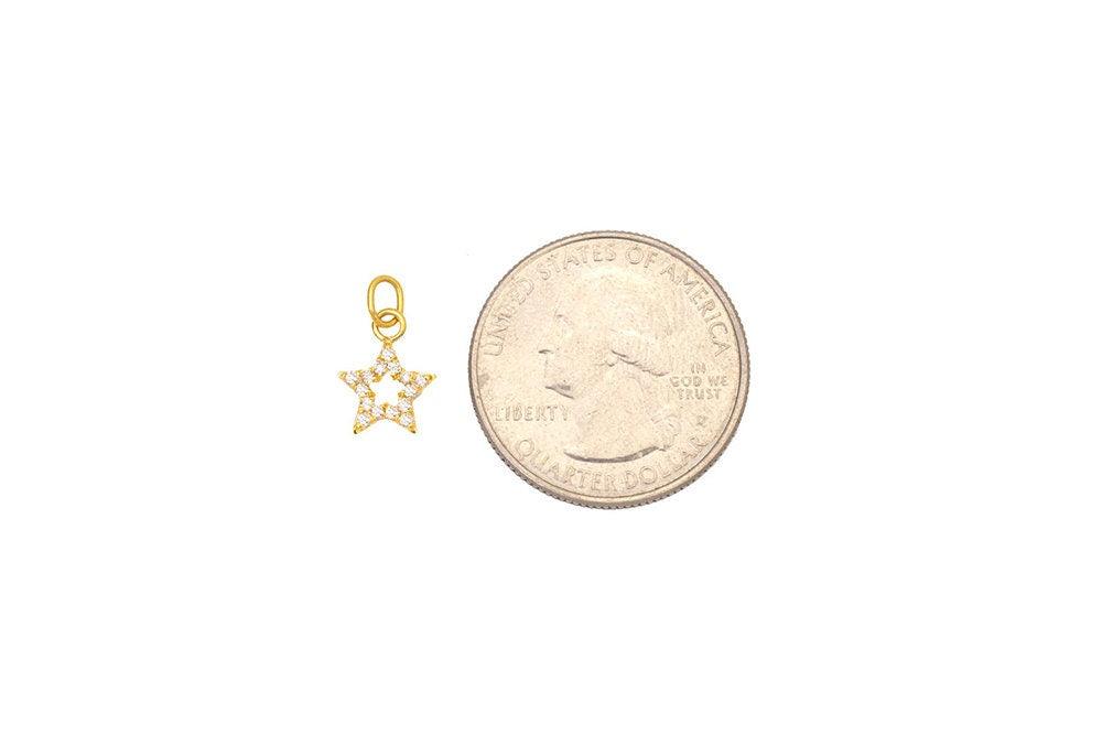 14k Gold Diamond Charm Star Dainty Pendant - SAR Gems