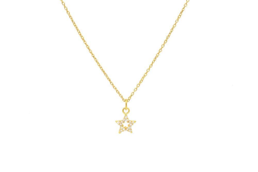 14k Gold Diamond Charm Star Dainty Pendant - SAR Gems