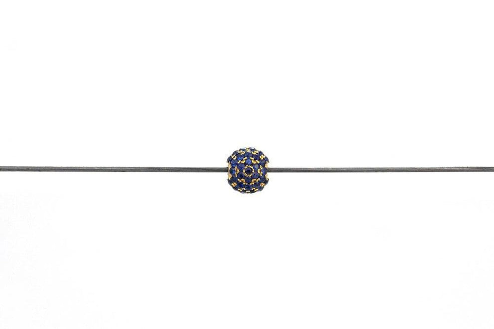 14k Solid Yellow Gold Blue Sapphire Spacer Beads