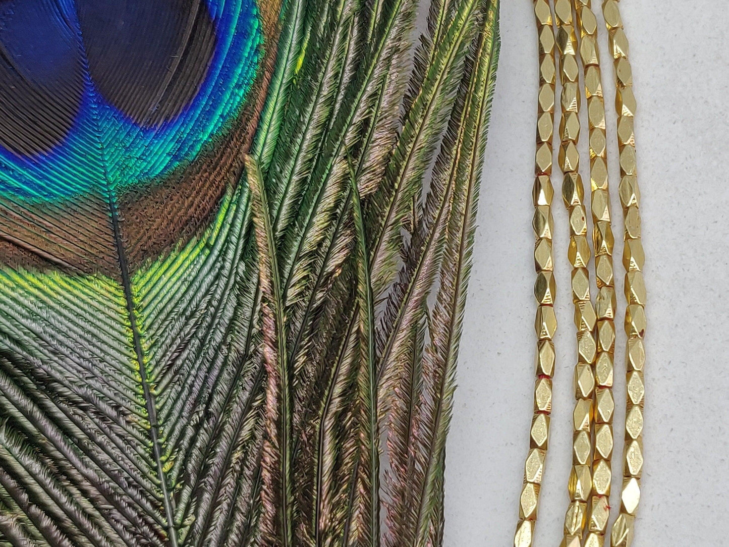 18 Carat Gold Pipe Faceted Gold Spacer Bead Handcrafted Jewelry Finding Sold as 4 pcs. – Textured Finish