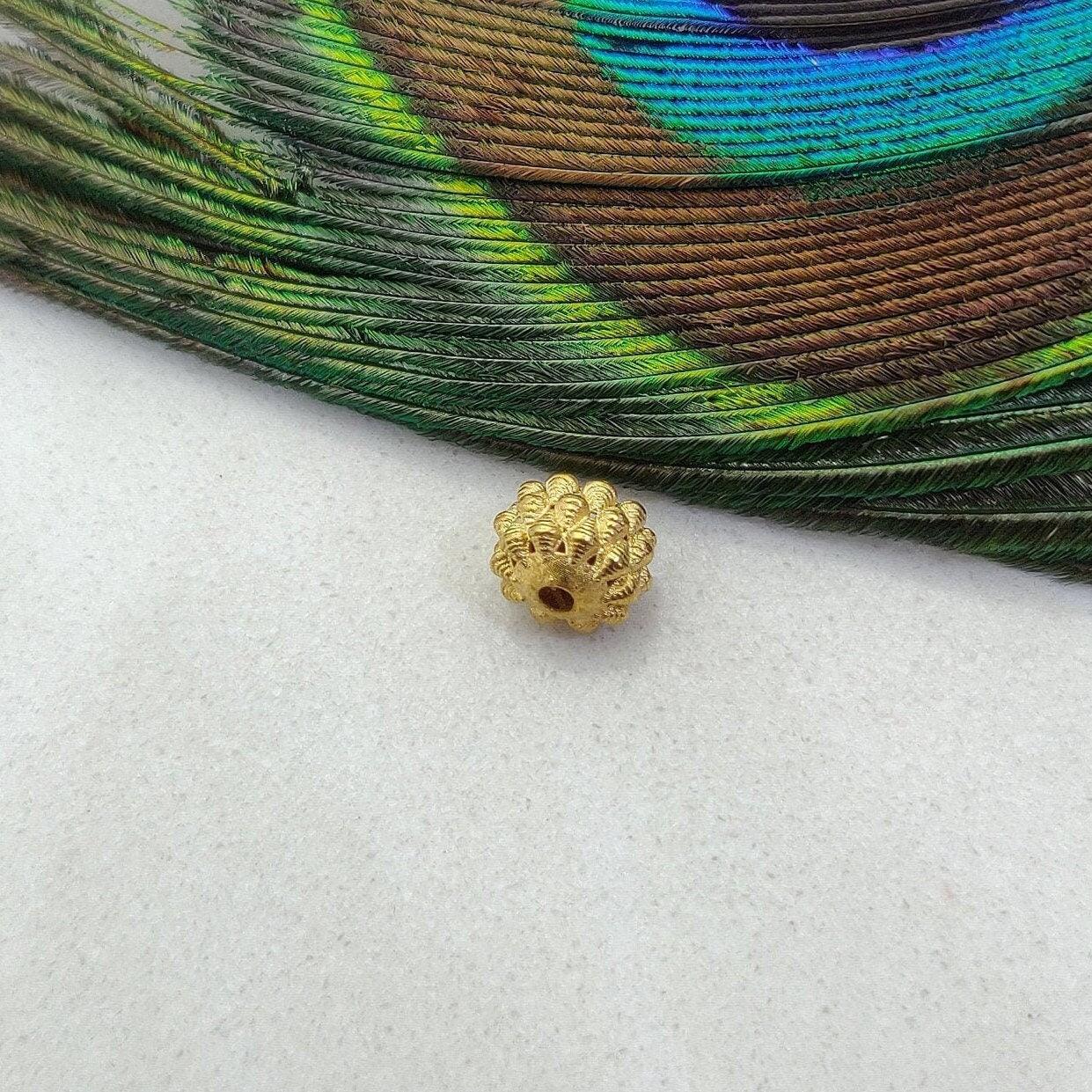 18 Carat Solid Yellow Gold Antique Beads 6x7mm Handcrafted Crafts