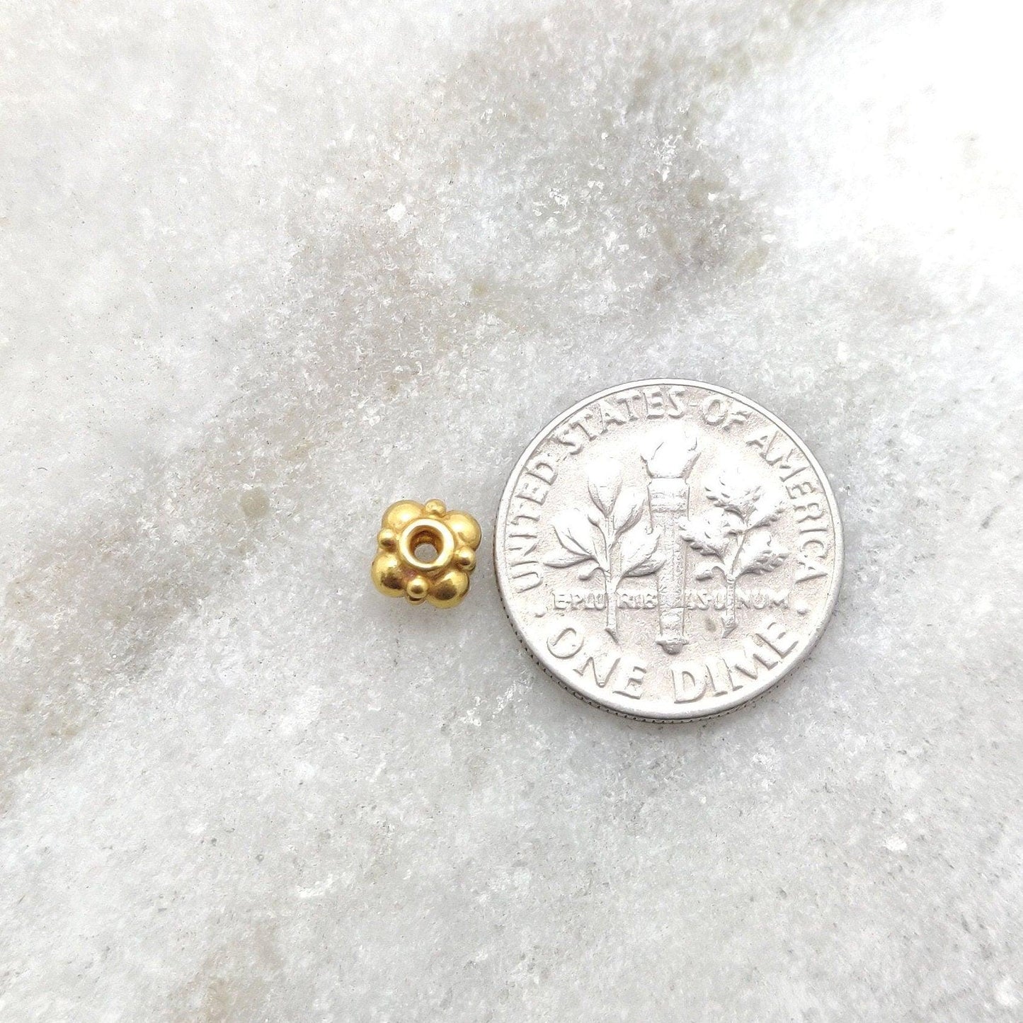 18 Karat Gold Wheel Spacer Flower Beads 4x5mm