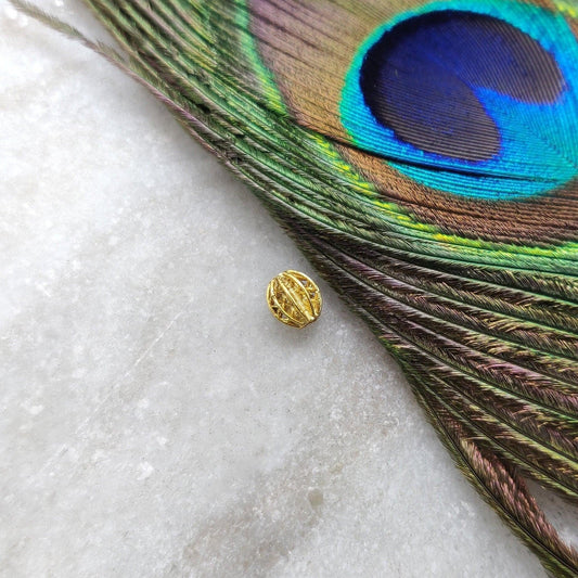 18 Karat Solid Yellow Gold Fancy Gold Spacer Bead Components 5x6mm