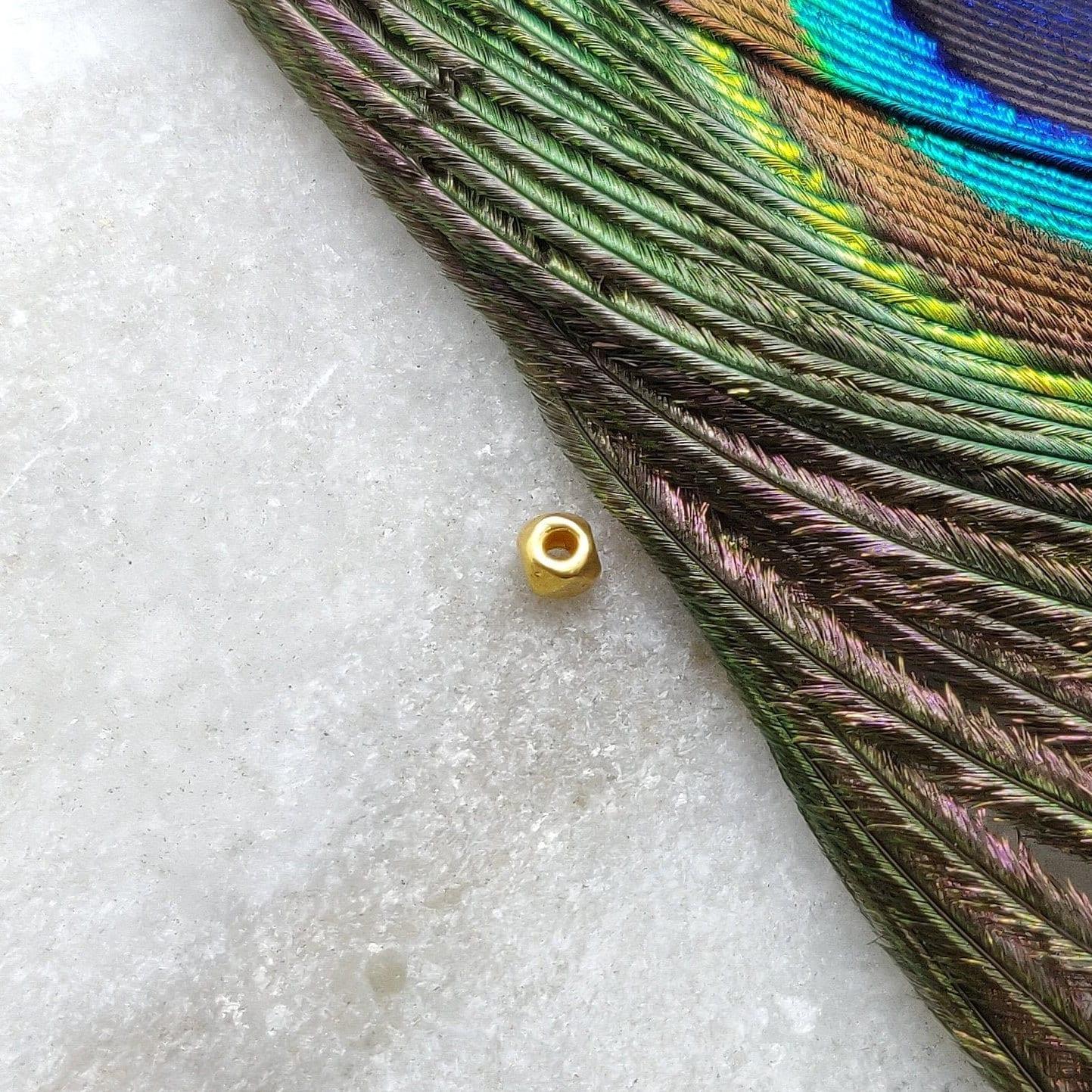 3mm 18 Carat Yellow Gold Faceted Nugget Beads Sold as 5 Pcs – Textured Finish