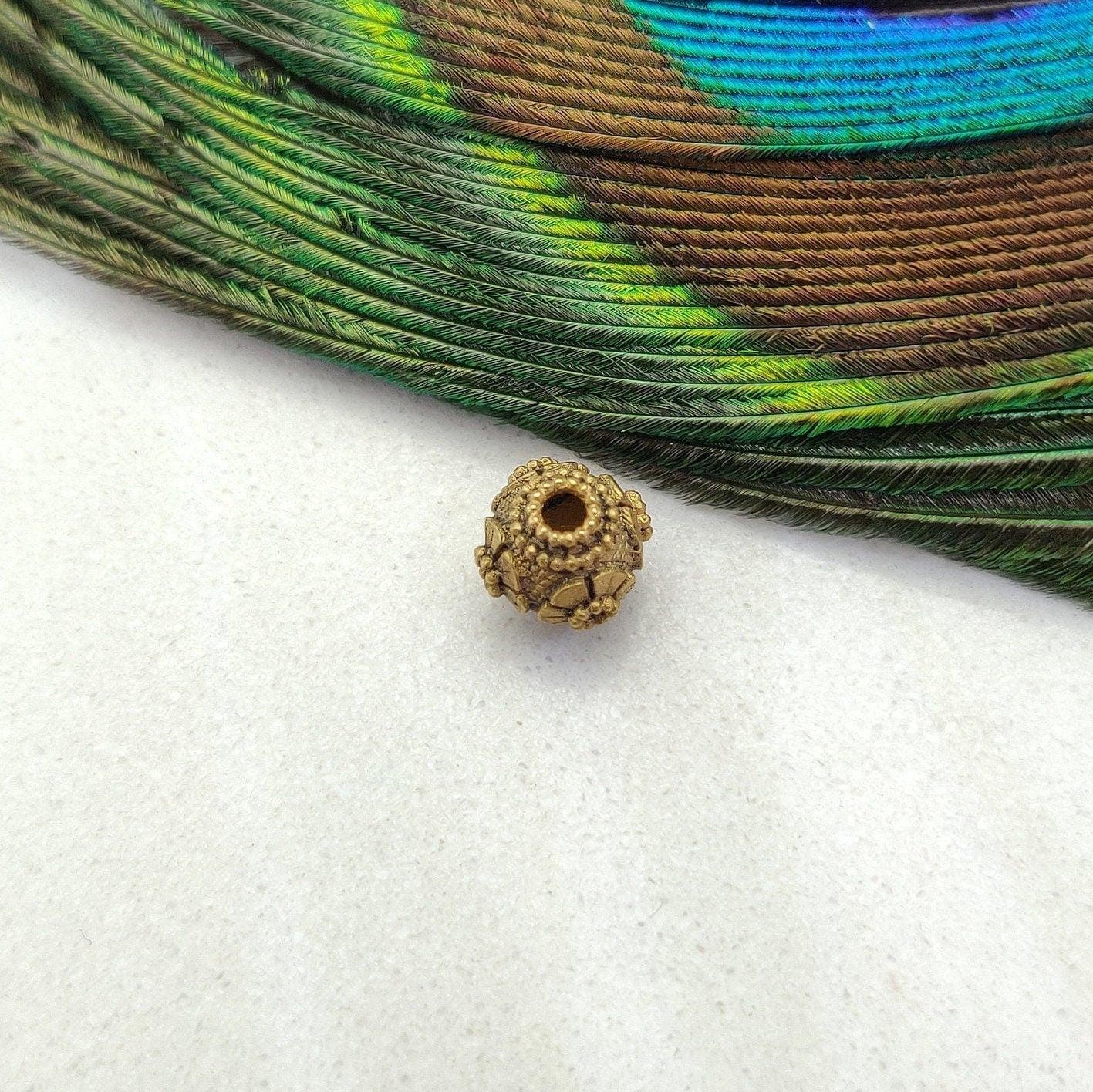 18 Karat Gold Textured Ball Spacer Beads 7.5mm