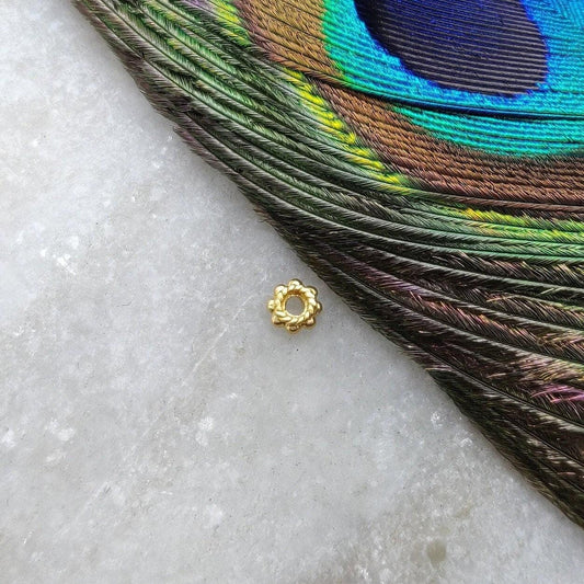 18K Yellow Gold Wheel Gold Spacer Bead Components For Jewelry Craft 4mm