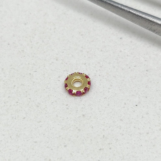 Wheel Spacer 14k Gold Micro Pave Ruby - SAR Gems