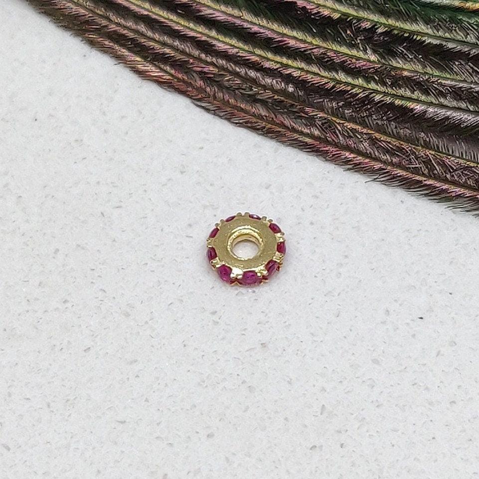 Wheel Spacer 14k Gold Micro Pave Ruby - SAR Gems