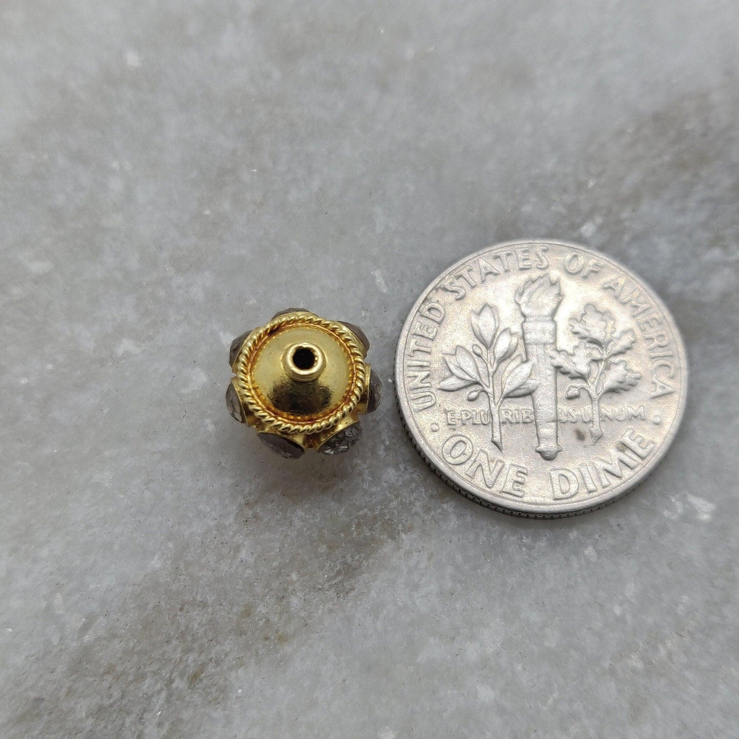 18K Gold Rondelle Diamond Spacer Bead Finding 8mm