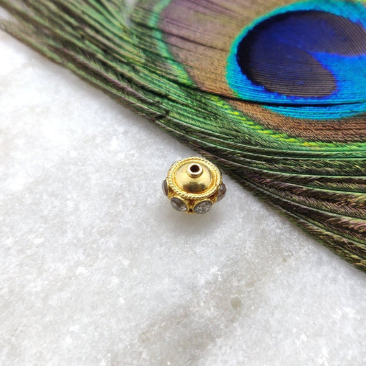 18K Gold Rondelle Diamond Spacer Bead Finding 8mm