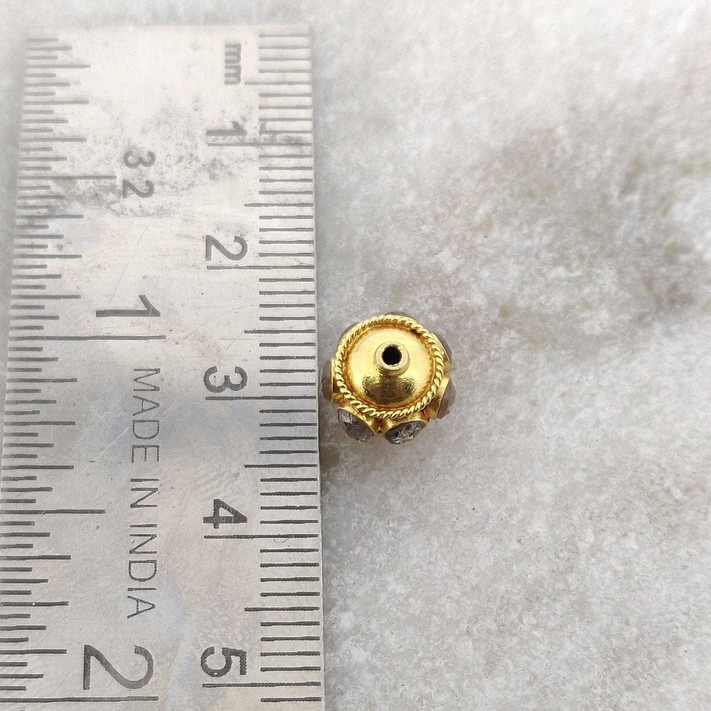 18K Gold Rondelle Diamond Spacer Bead Finding 8mm
