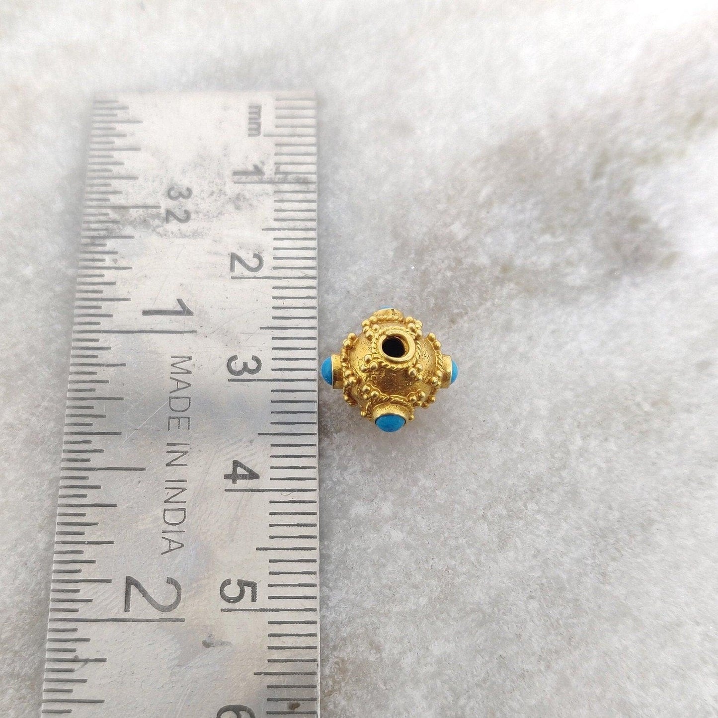 18K Gold Turquoise Ball Spacer Beads