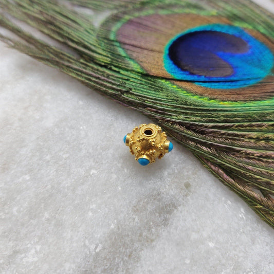 18K Gold Turquoise Ball Spacer Beads