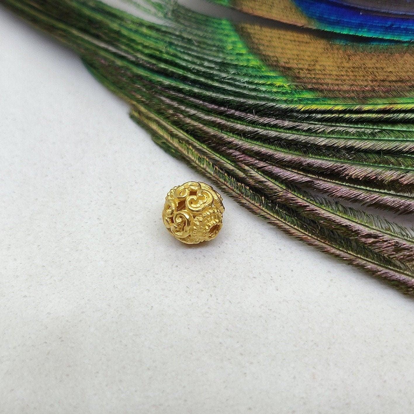 18 Karat Solid Yellow Gold Fancy Spacer Antique Beads 7mm