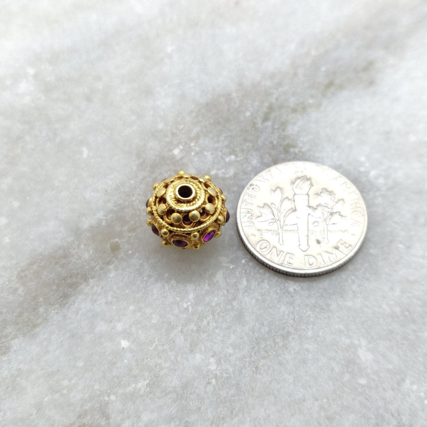 18K Gold Ruby Round Beads 10mm DIY Crafts