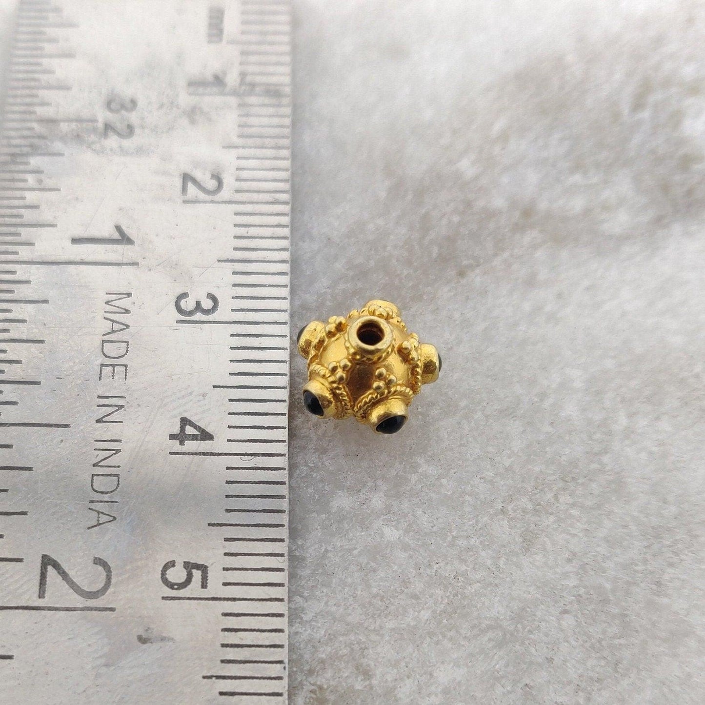 18KTT Solid Yellow Emerald Round Spacer Ball Beads 8mm