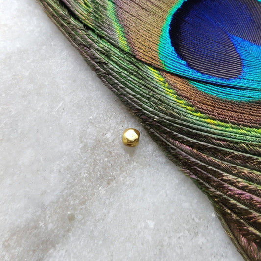 18K Yellow Gold Faceted Nugget Gold Spacer Bead Sold as 4 pcs – Textured Finish