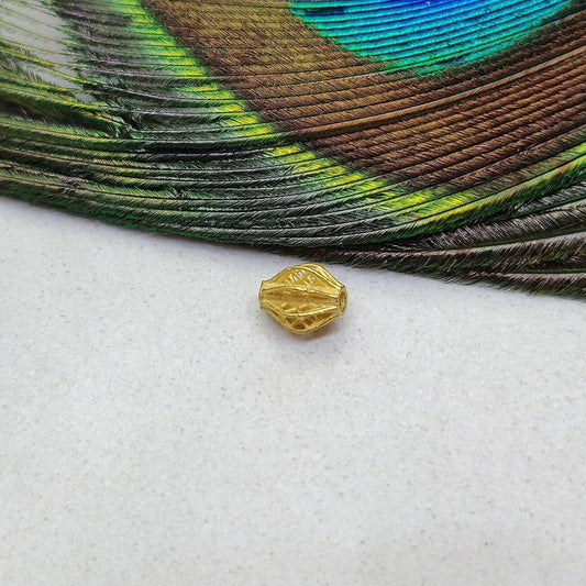 18 Karat Solid Yellow Gold Oval Gold Spacer Bead Components 5x7mm