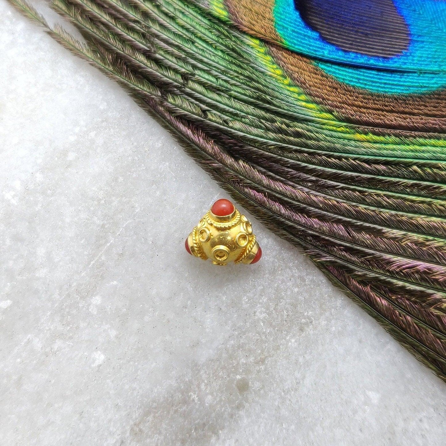 Glamorous 18k Yellow Gold Fancy Coral Charm 9x8mm