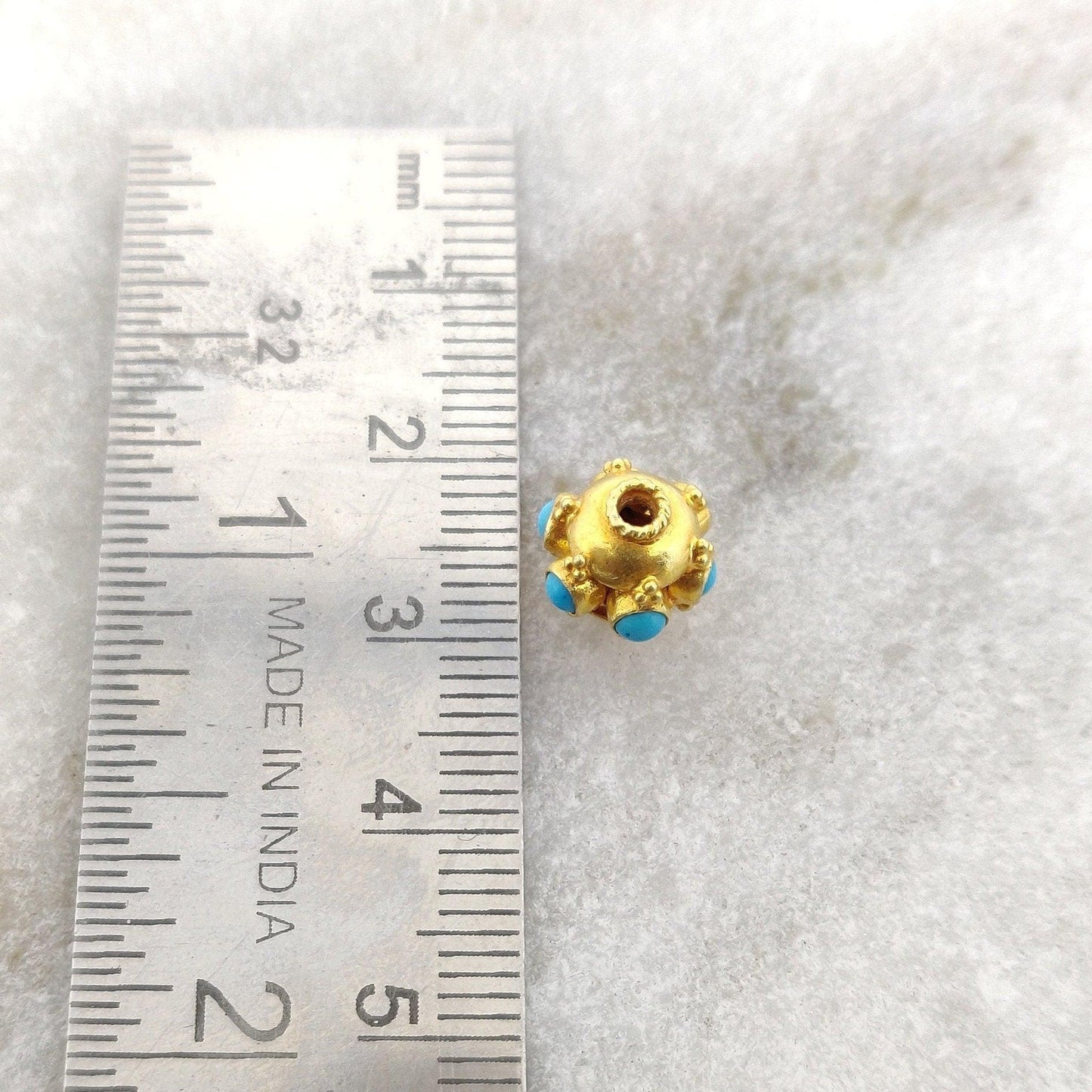 18 Carat Gold Turquoise Wheel Spacer Bead 9mm