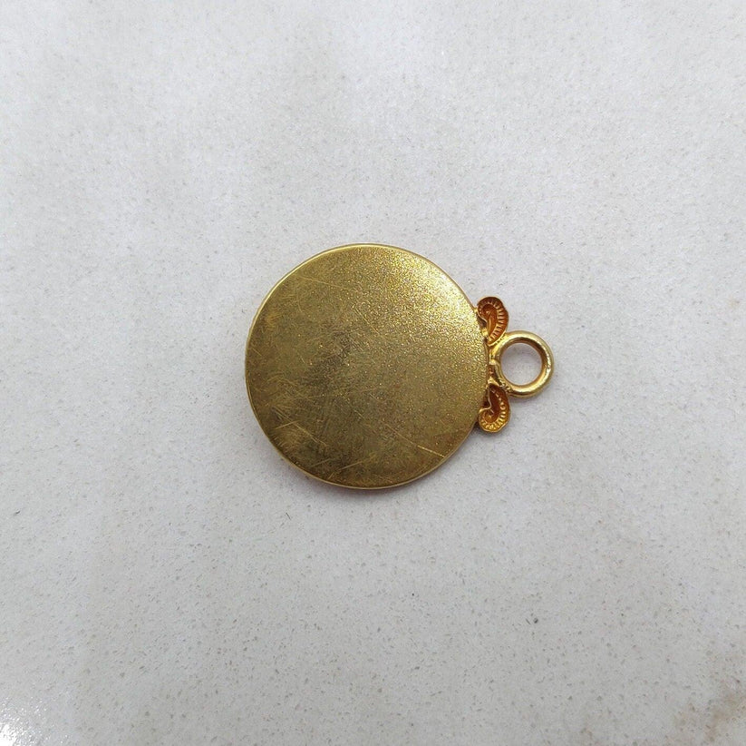 18k Solid Yellow Gold Ruby Round Pendant