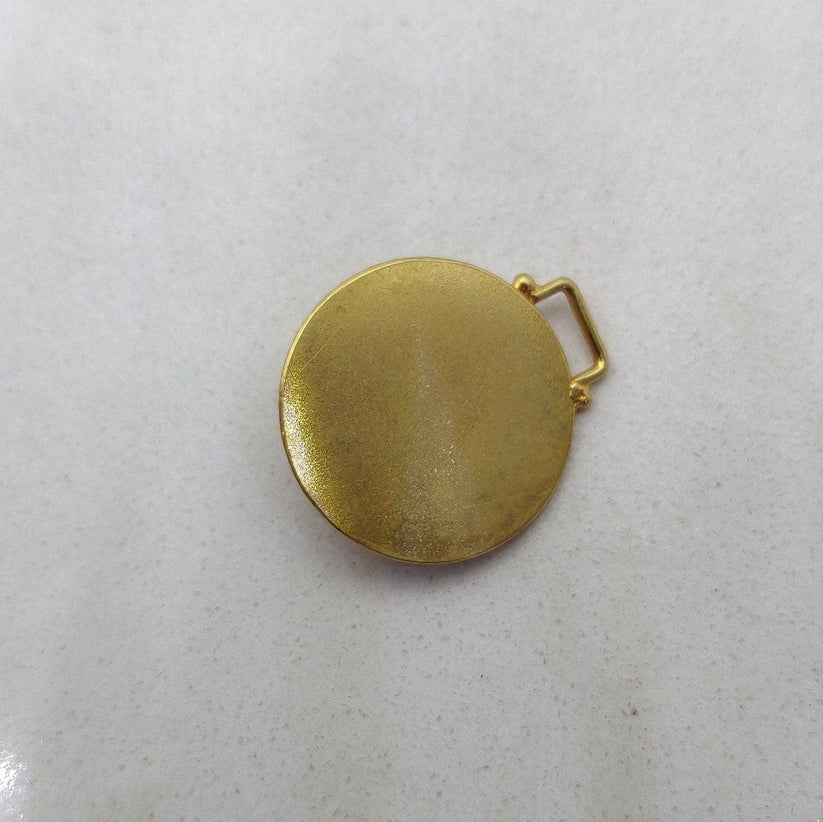 18k Solid Yellow Gold Turquoise Vintage Pendant 19mm