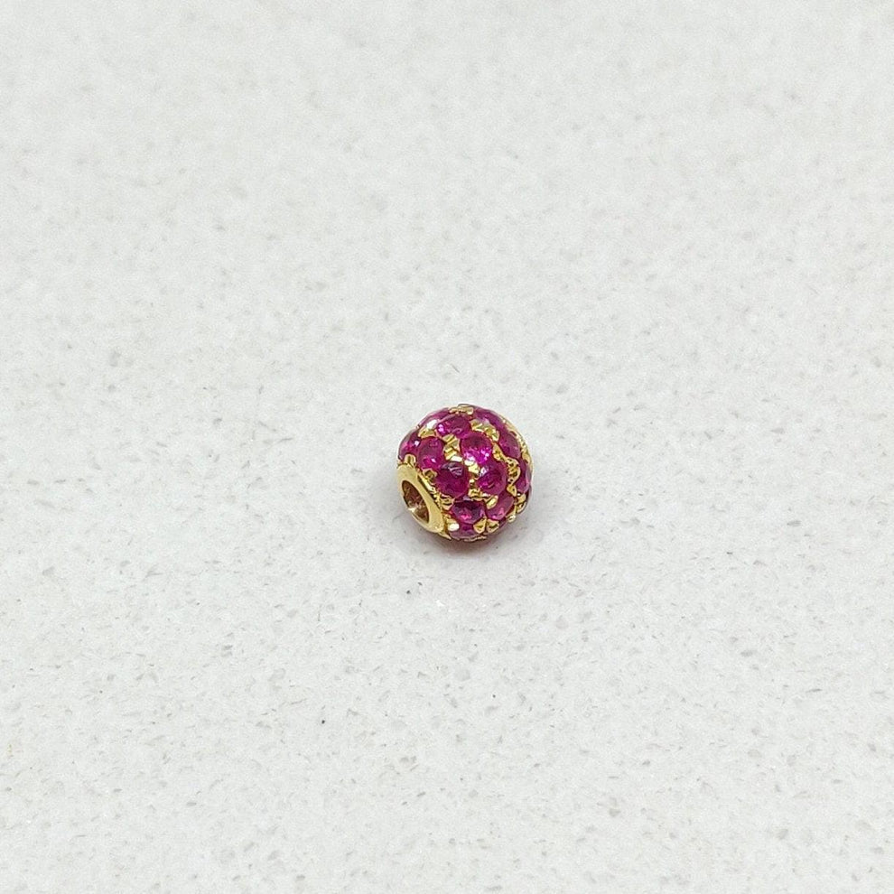14k Solid Gold Ruby Ball Spacer Beads 4mm