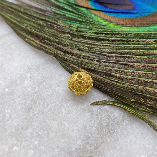 18 Carat Solid Yellow Gold Fancy Gold Spacer Bead Components 7x8mm