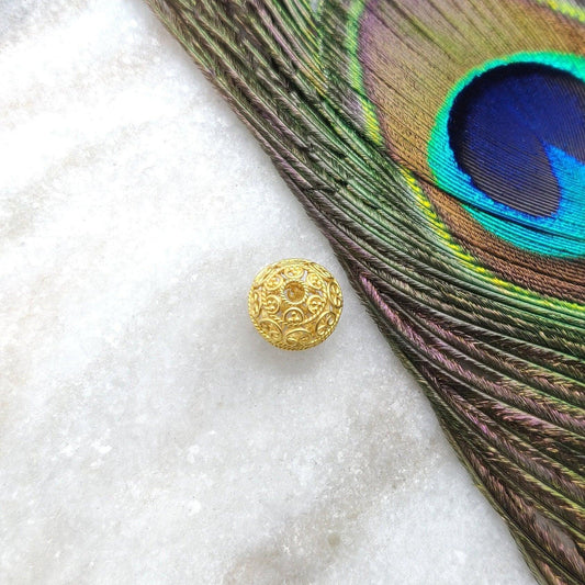 18 Carat Solid Yellow Gold Round Spacer Ball Beads-10 MM
