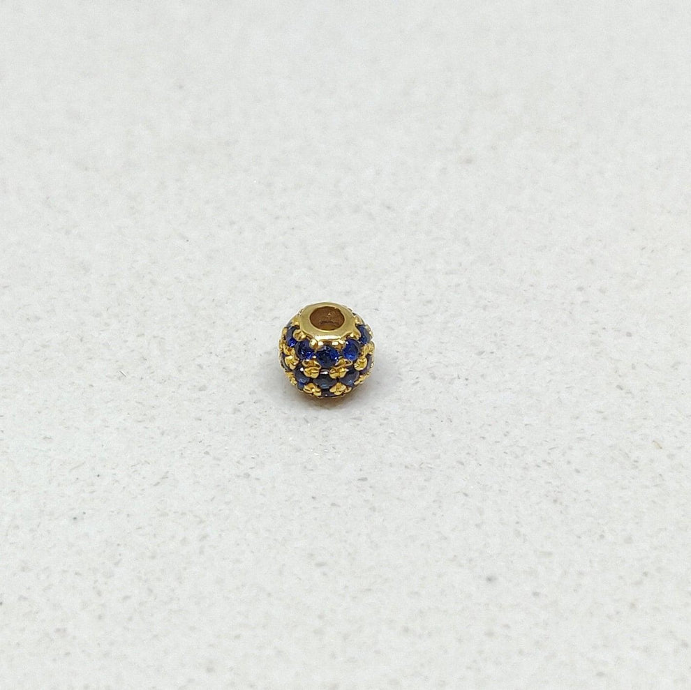 14K Solid Gold Spacer Ball Beads Finding Blue Sapphire 4mm