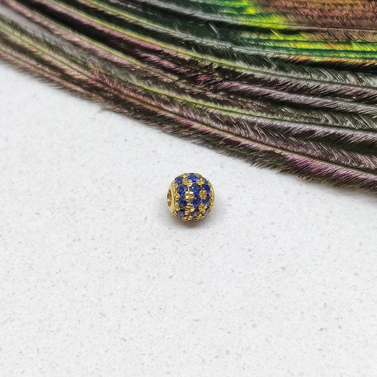 14K Solid Gold Spacer Ball Beads Finding Blue Sapphire 4mm