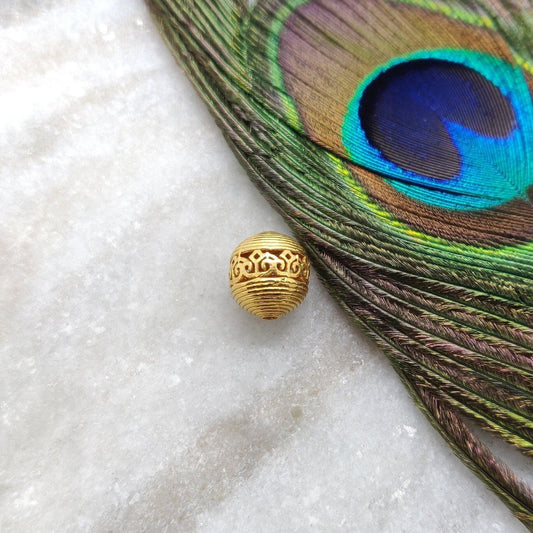 18K Solid Yellow Gold Textured Ball Beads 11mm