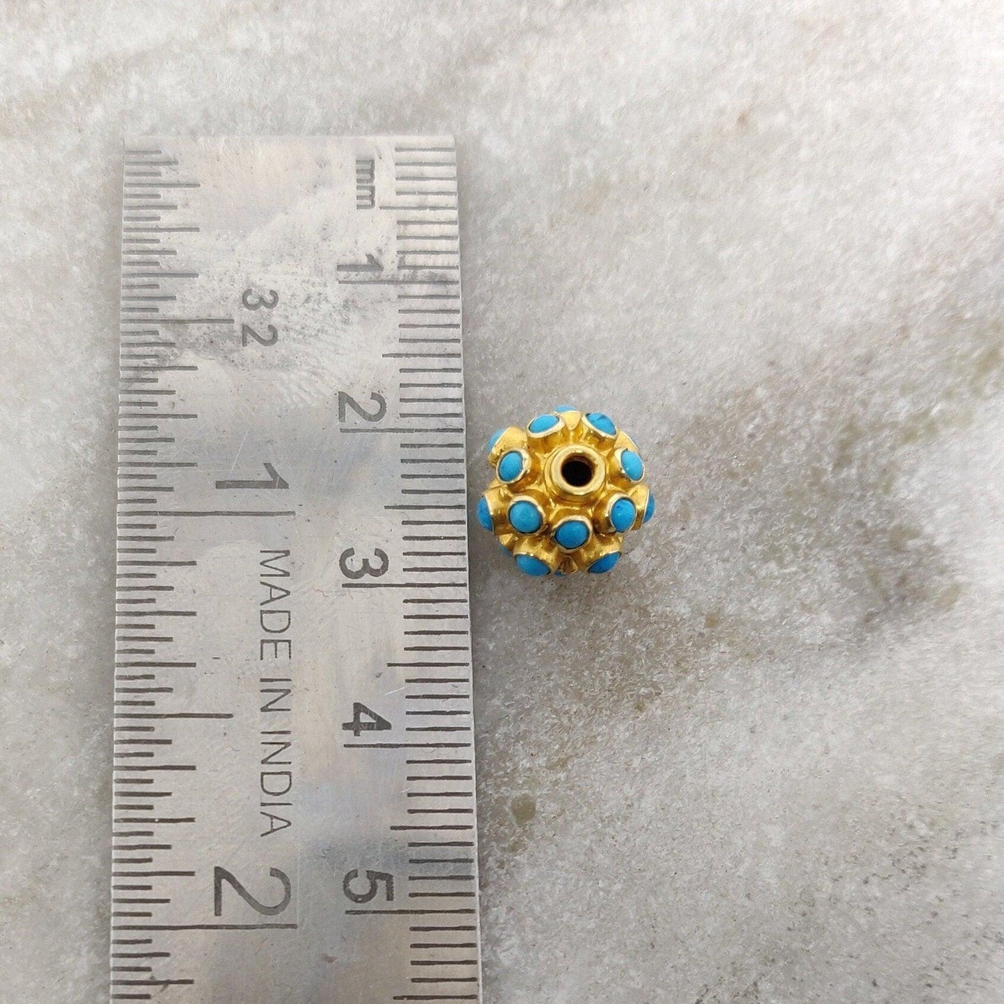 18 Karat Gold 9mm Turquoise Ball Spacer Beads